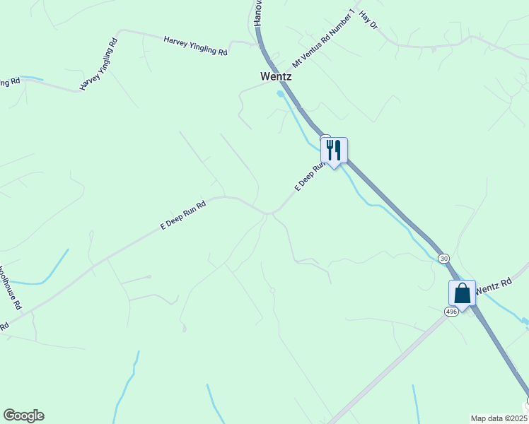 map of restaurants, bars, coffee shops, grocery stores, and more near 2145 East Deep Run Road in Manchester