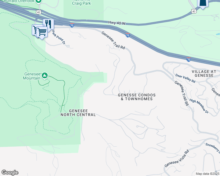 map of restaurants, bars, coffee shops, grocery stores, and more near 758 Ridgeside Drive in Golden