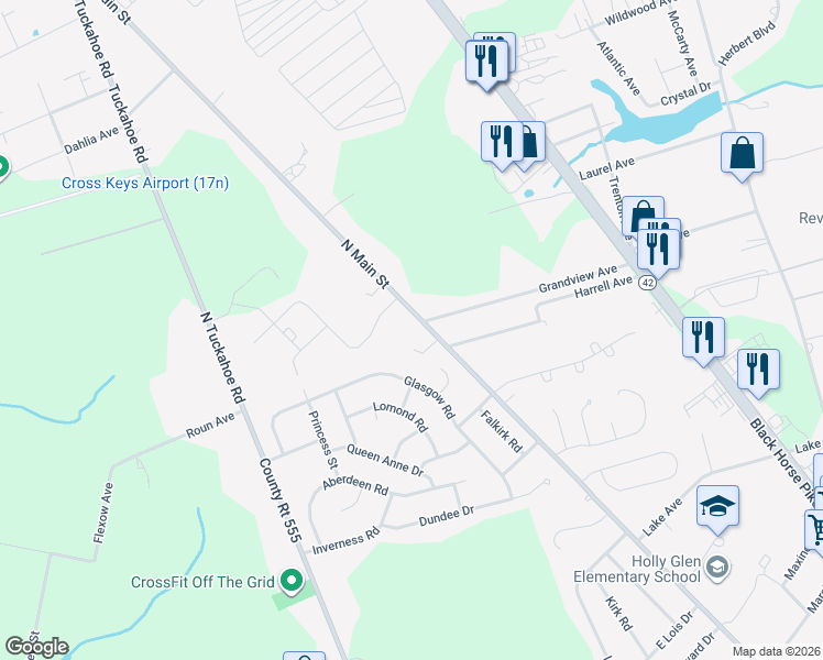 map of restaurants, bars, coffee shops, grocery stores, and more near 1401 North Main Street in Monroe