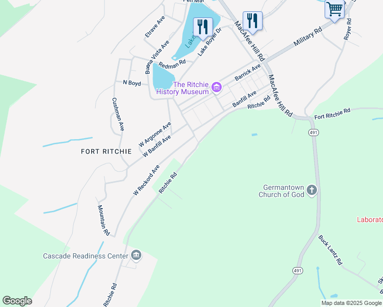 map of restaurants, bars, coffee shops, grocery stores, and more near Castle Drive in Highfield-Cascade