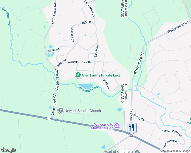map of restaurants, bars, coffee shops, grocery stores, and more near 4 East Parkway in Elkton