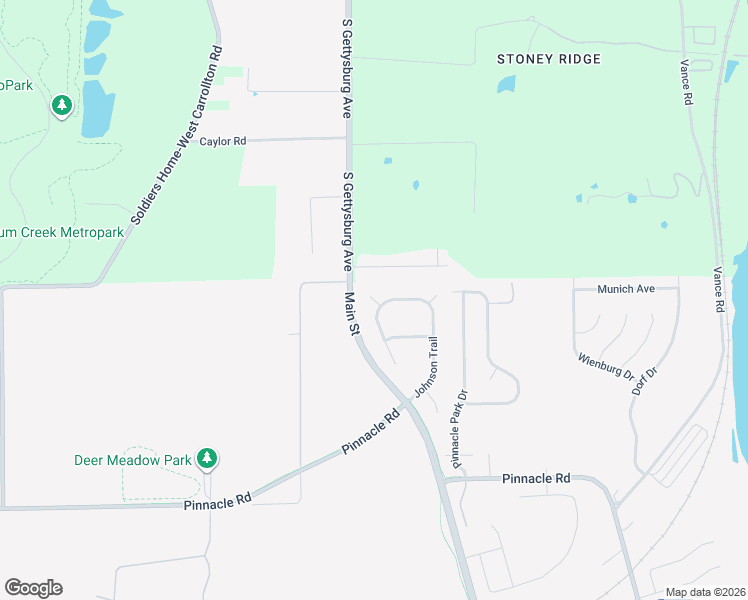 map of restaurants, bars, coffee shops, grocery stores, and more near 209 Johnson Trail in Moraine