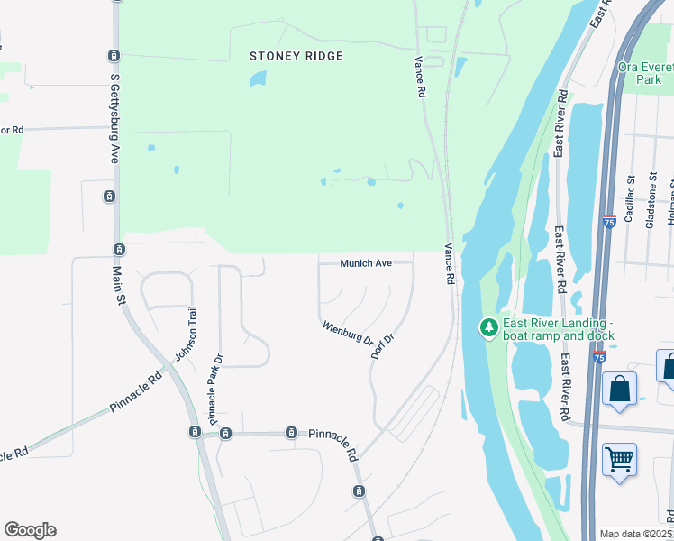 map of restaurants, bars, coffee shops, grocery stores, and more near 370 Blumen Lane in Moraine