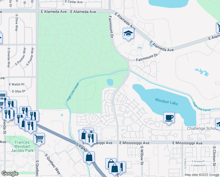 map of restaurants, bars, coffee shops, grocery stores, and more near 1011 South Valentia Street in Denver