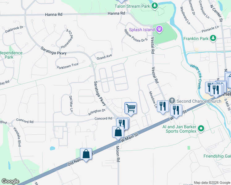 map of restaurants, bars, coffee shops, grocery stores, and more near 4549 Connaught East Drive in Plainfield