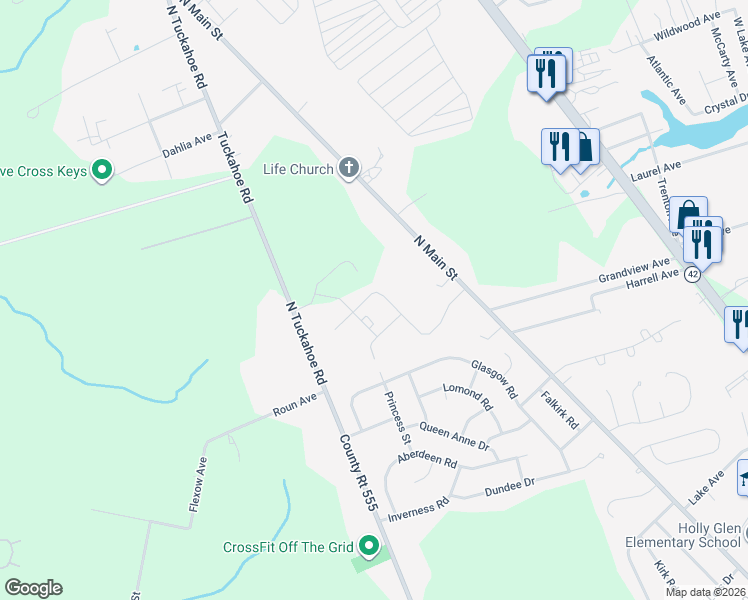 map of restaurants, bars, coffee shops, grocery stores, and more near 1449 N Main St in Monroe Township