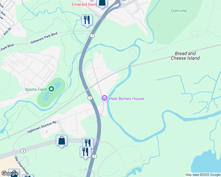 map of restaurants, bars, coffee shops, grocery stores, and more near 620 Stanton Christiana Road in Newark