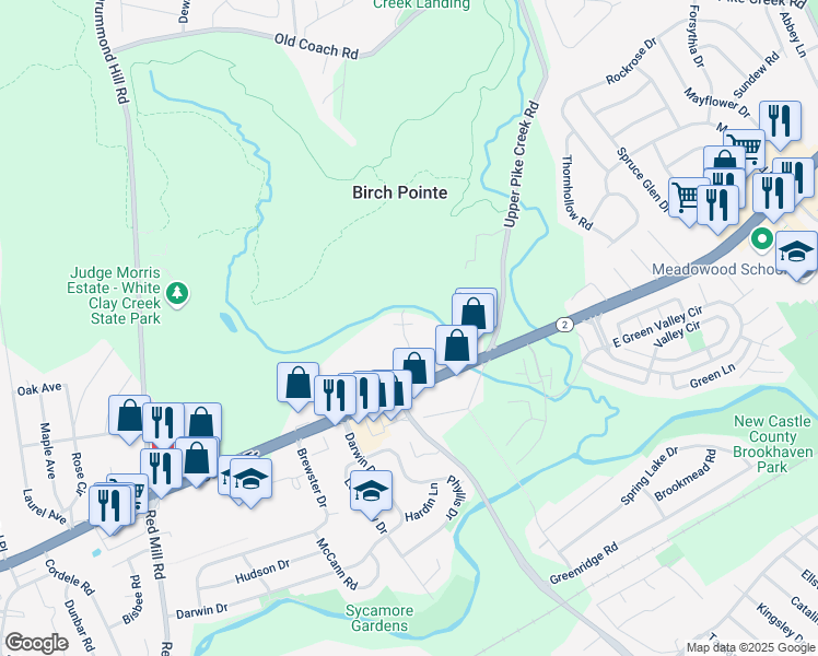 map of restaurants, bars, coffee shops, grocery stores, and more near 153 Richards Lane in Newark