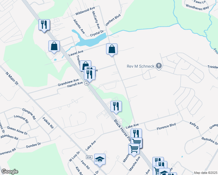 map of restaurants, bars, coffee shops, grocery stores, and more near 1015 Baywood Drive in Monroe Township