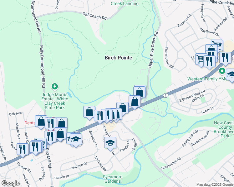 map of restaurants, bars, coffee shops, grocery stores, and more near 5 West Richards Lane in Newark