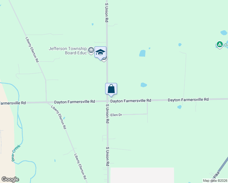 map of restaurants, bars, coffee shops, grocery stores, and more near 2934 South Union Road in Dayton