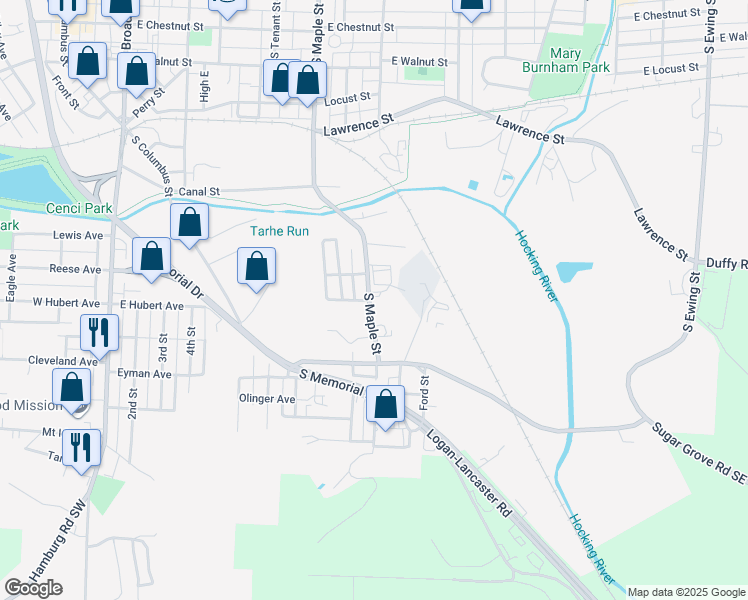 map of restaurants, bars, coffee shops, grocery stores, and more near 740 South Maple Street in Lancaster