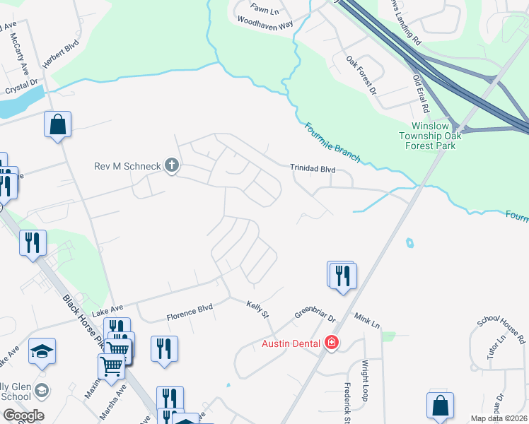 map of restaurants, bars, coffee shops, grocery stores, and more near 538 Barbados Drive in Monroe