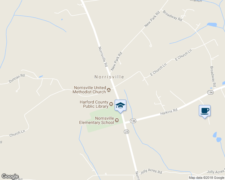 map of restaurants, bars, coffee shops, grocery stores, and more near 5330 Norrisville Road in White Hall