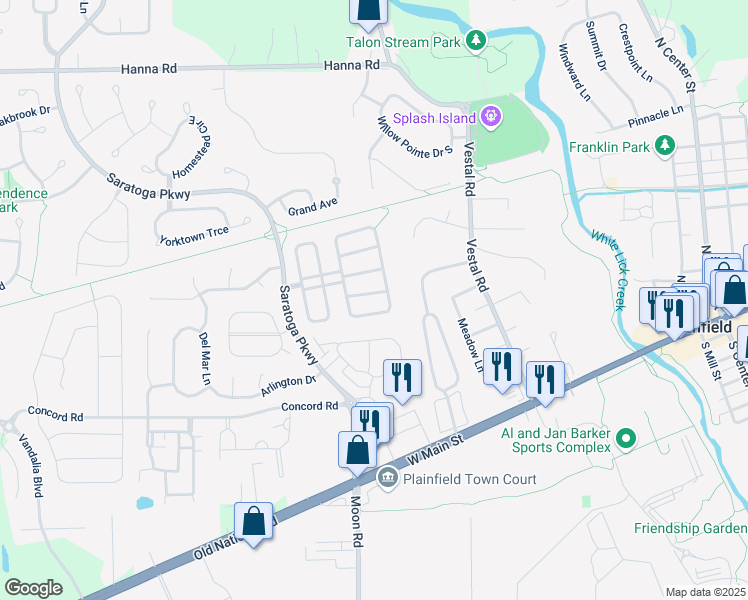 map of restaurants, bars, coffee shops, grocery stores, and more near 5965 Porchester Place in Plainfield