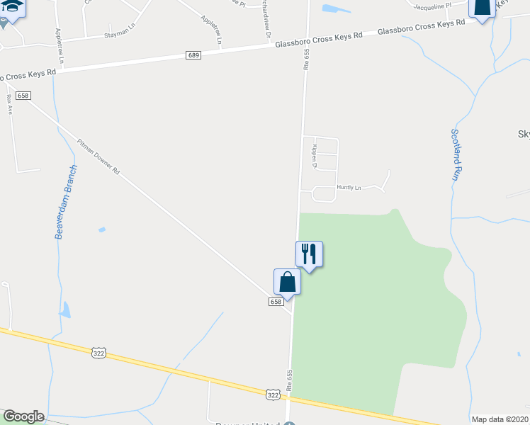map of restaurants, bars, coffee shops, grocery stores, and more near 2715 Fries Mill Road in Monroe Township