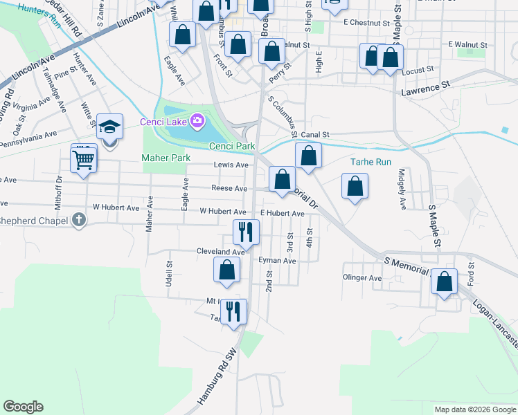 map of restaurants, bars, coffee shops, grocery stores, and more near 768 South Broad Street in Lancaster