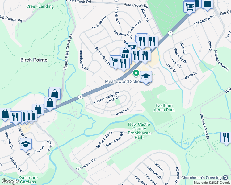 map of restaurants, bars, coffee shops, grocery stores, and more near 161 Upper Valley Lane in Newark