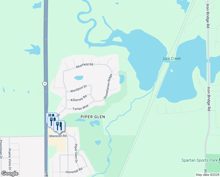 map of restaurants, bars, coffee shops, grocery stores, and more near 2401-2499 Rosewell Point in Springfield