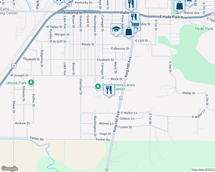 map of restaurants, bars, coffee shops, grocery stores, and more near 6812 Binswanger Street in Saint Joseph
