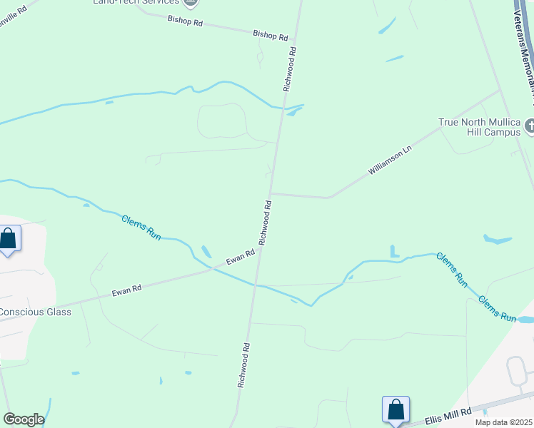 map of restaurants, bars, coffee shops, grocery stores, and more near Richwood Road in Gloucester County