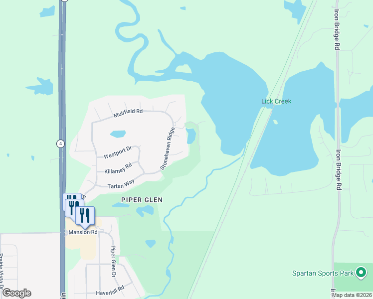 map of restaurants, bars, coffee shops, grocery stores, and more near 2401 Rosewell Point in Springfield