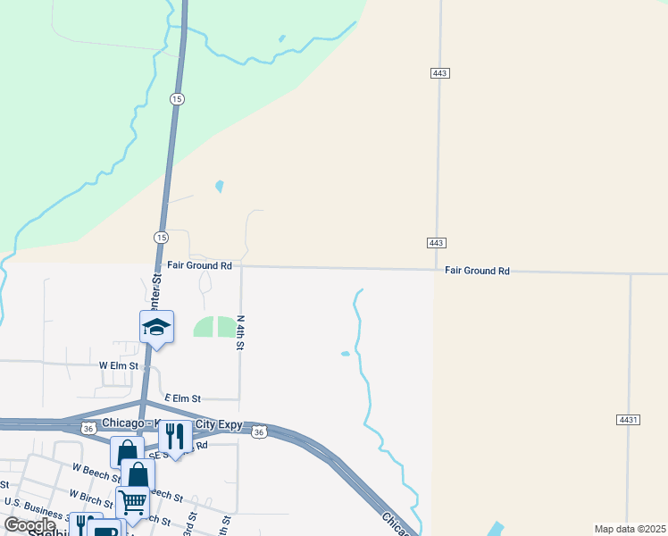 map of restaurants, bars, coffee shops, grocery stores, and more near Fair Ground Road in Shelbina