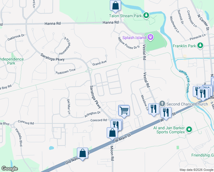map of restaurants, bars, coffee shops, grocery stores, and more near 4506 Redcliff South Lane in Plainfield