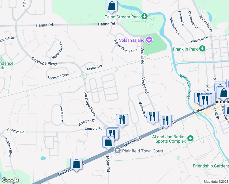 map of restaurants, bars, coffee shops, grocery stores, and more near 5984 Porchester Place in Plainfield