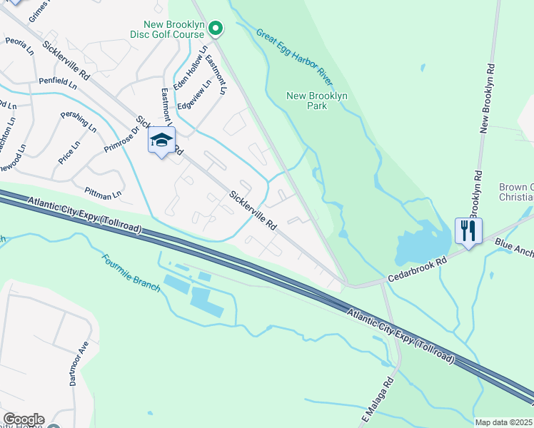 map of restaurants, bars, coffee shops, grocery stores, and more near in Sicklerville