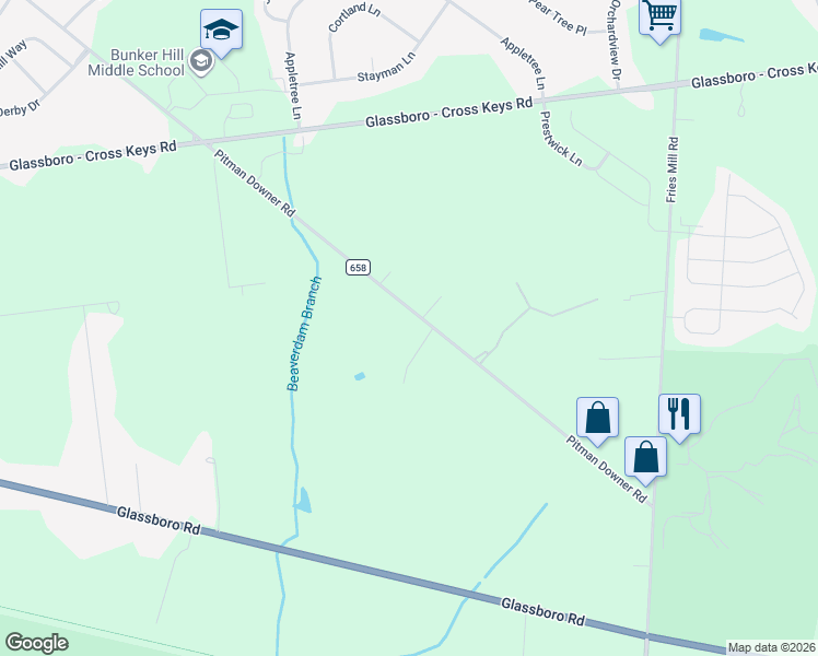 map of restaurants, bars, coffee shops, grocery stores, and more near 1709 Pitman Downer Road in Monroe