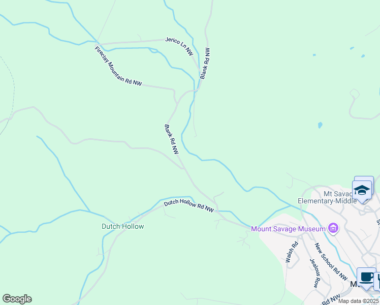 map of restaurants, bars, coffee shops, grocery stores, and more near in Mount Savage