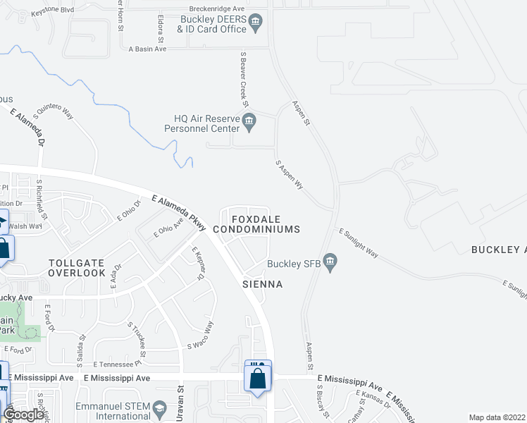 map of restaurants, bars, coffee shops, grocery stores, and more near 905 South Zeno Way in Aurora