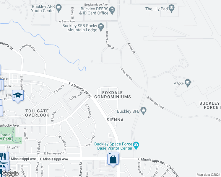map of restaurants, bars, coffee shops, grocery stores, and more near 905 South Zeno Way in Aurora
