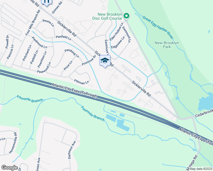 map of restaurants, bars, coffee shops, grocery stores, and more near 52 Memphis Court in Sicklerville