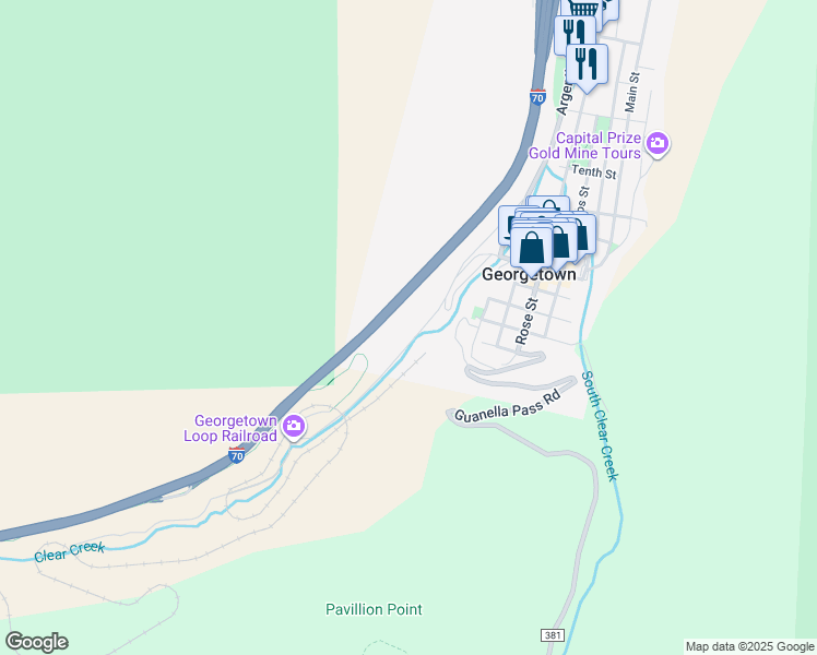 map of restaurants, bars, coffee shops, grocery stores, and more near 201 Loop Drive in Georgetown