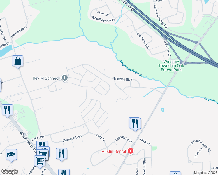 map of restaurants, bars, coffee shops, grocery stores, and more near 619 Barbados Drive in Monroe