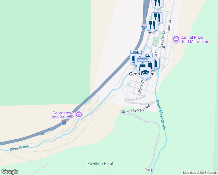 map of restaurants, bars, coffee shops, grocery stores, and more near 201 Loop Drive in Georgetown