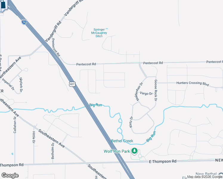 map of restaurants, bars, coffee shops, grocery stores, and more near 9845 Deep Royal Way in Indianapolis