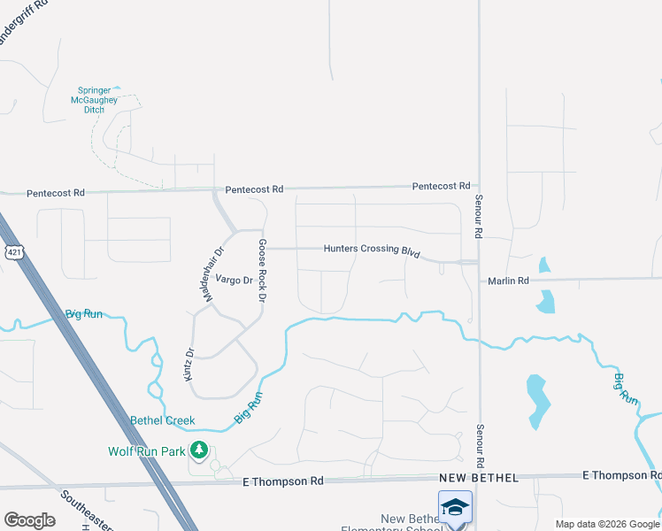map of restaurants, bars, coffee shops, grocery stores, and more near 10325 Hunters Crossing Boulevard in Indianapolis