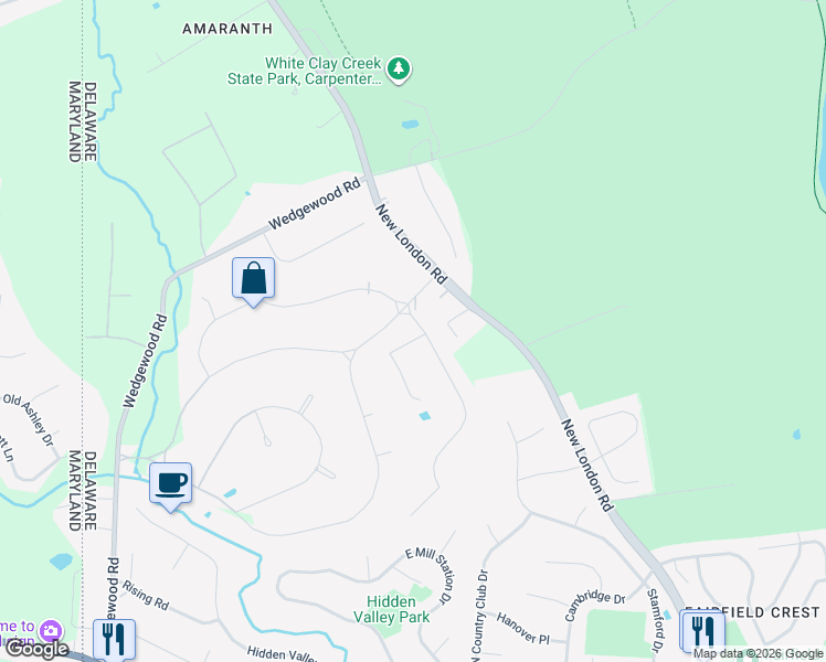 map of restaurants, bars, coffee shops, grocery stores, and more near 63 Darien Road in Newark