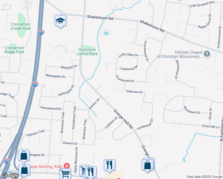 map of restaurants, bars, coffee shops, grocery stores, and more near 3955 Oakview Drive in Beavercreek