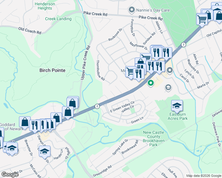 map of restaurants, bars, coffee shops, grocery stores, and more near 14 Lawrence Avenue in Newark