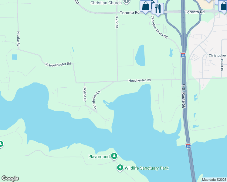 map of restaurants, bars, coffee shops, grocery stores, and more near 16 West Fairview Lane in Springfield