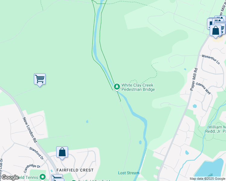 map of restaurants, bars, coffee shops, grocery stores, and more near Creek Road in Newark