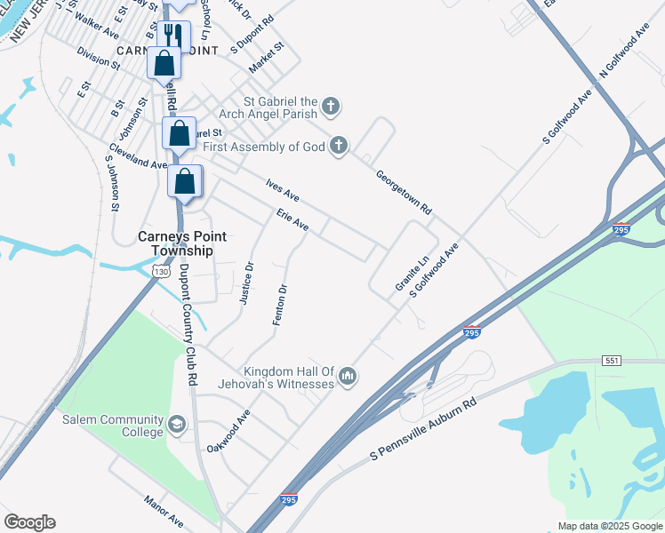 map of restaurants, bars, coffee shops, grocery stores, and more near 432 Erie Avenue in Carneys Point Township