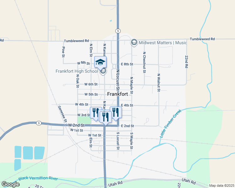 map of restaurants, bars, coffee shops, grocery stores, and more near in Frankfort