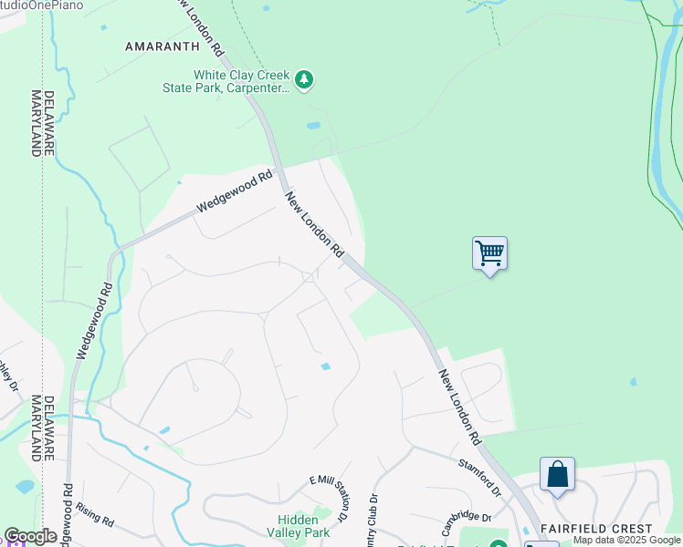 map of restaurants, bars, coffee shops, grocery stores, and more near 671 New London Road in Newark