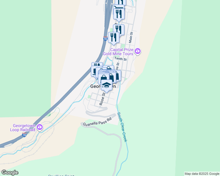map of restaurants, bars, coffee shops, grocery stores, and more near 504 Sixth Street in Georgetown
