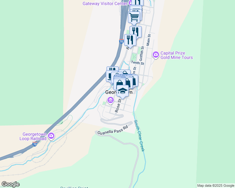 map of restaurants, bars, coffee shops, grocery stores, and more near in Georgetown